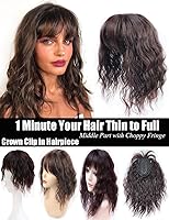 Vista 1 de Pinza de cabello ondulado con clip en parte media con flecos picados gruesos/9.8 in, color negro