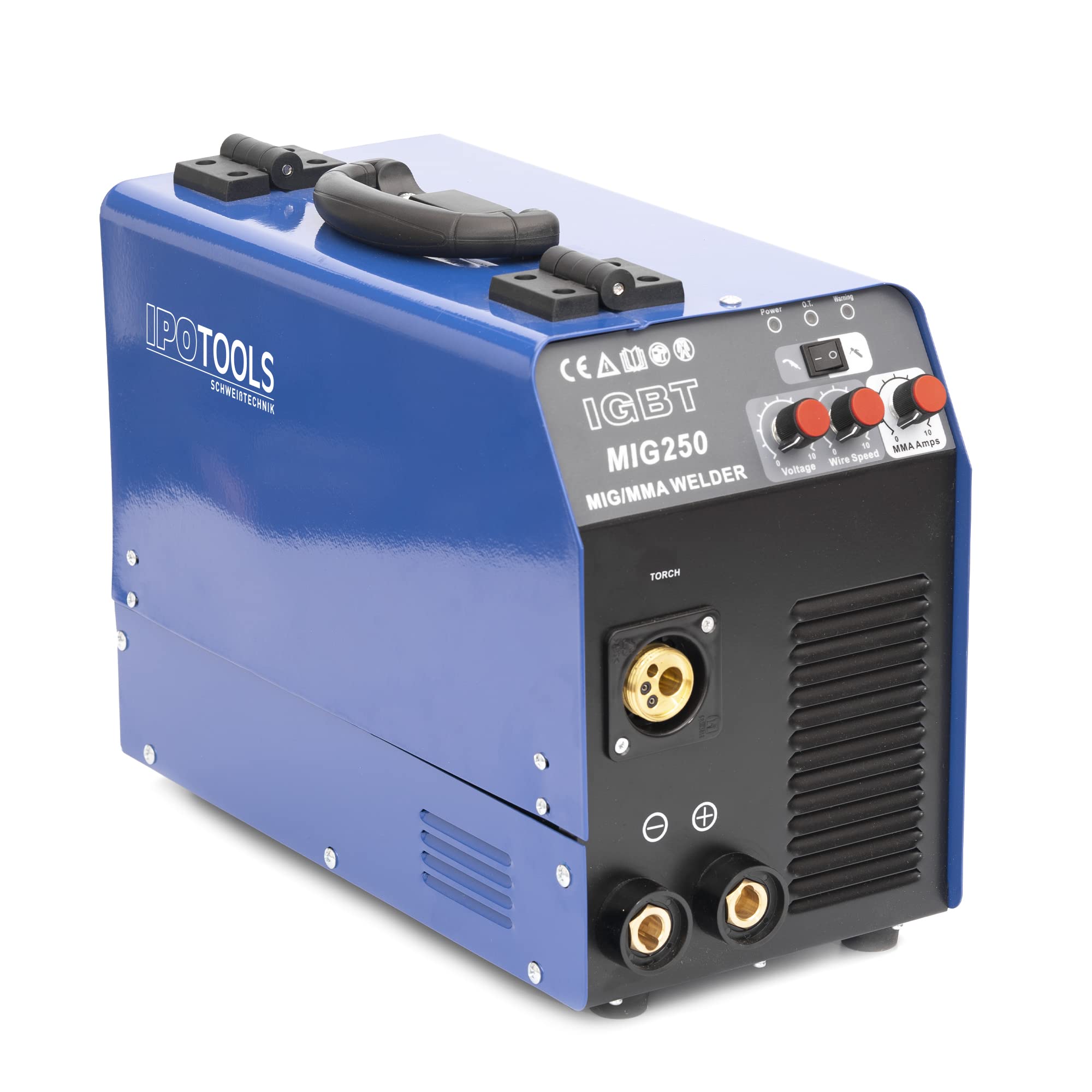 IPOTOOLS MIG-250 Saldatrice MIG MAG - Saldatrice MIG con IGBT 250A 230V, Saldatrice a elettrodo MMA Flux 3 in 1, Saldatrice portatile, 7 anni di garanzia