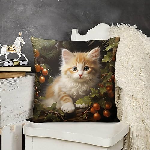 Miniatura 1 de HighonHi Cojines Decorativos para Sala Gatito con funda de almohada navideña para gatos y papá, funda de cojín para sofá al aire libre, decoración