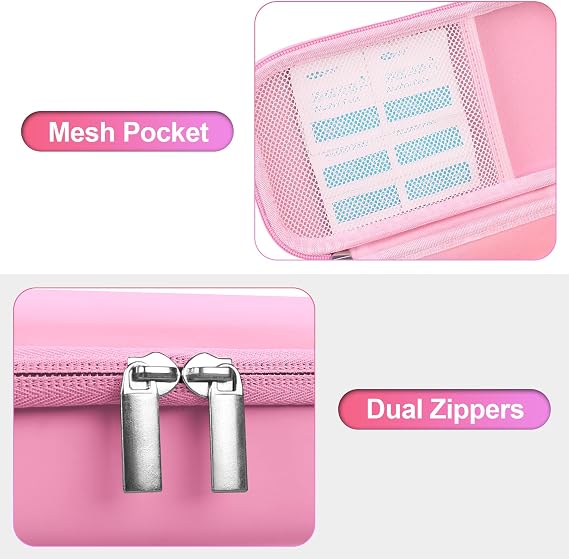 BOVKE Carry Case for EasyChamber Anti-Static Spacer Device/Asthma Inhaler, Compatible Adult Mask and Kids Mask, Inhaler Chamber, Pink (Case Only)