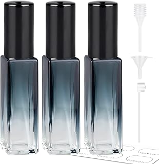 Perfume Refill Bottle, Mini Leak-proof Portable Perfume Travel Refillable Dispenser, 3pcs 10ml Empty Atomizer Sprayer, Pocket Glass Bottle with Funnel and Pipette for Cologne (Gradientblue Black)