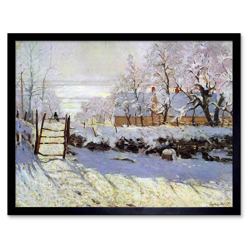 Wee Blue Coo Claude Monet Magpie Old Master Painting Art Print Framed Poster Wall Decor 12X16 Inch