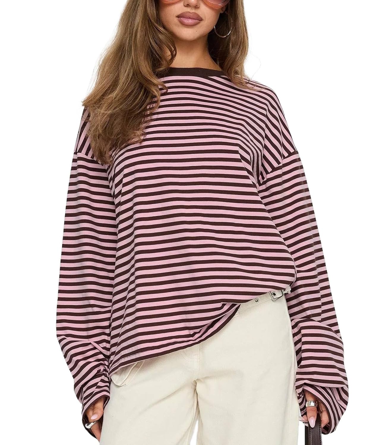 Amiblvowa Women Striped Long Sleeve Top Oversized Graphic Y2k Loose T Shirts Teen Girl Crewneck Baggy Tees Pullover - Review, Price and Buying Guide
