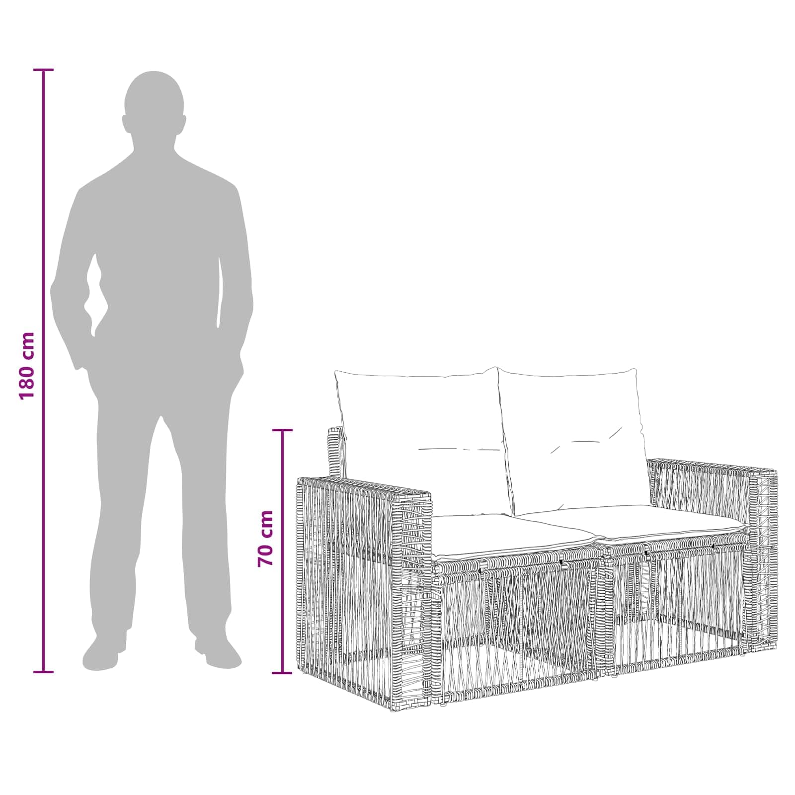 Set di divani da giardino in polyrattan, 10 pezzi, colore: nero/crema | Gruppo di lounge modulare per terrazza e giardino con intreccio resistente alle intemperie e federe lavabili.