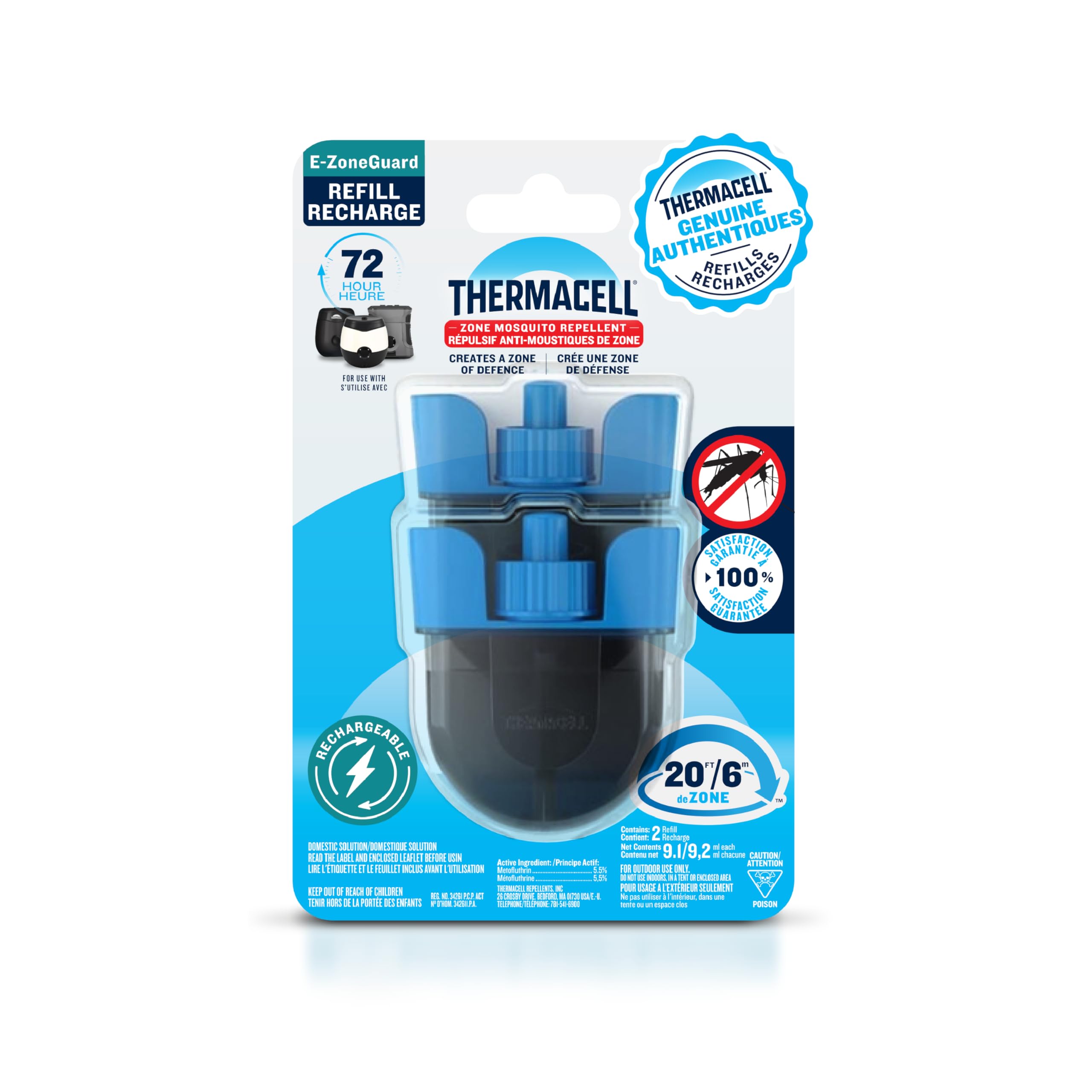 Thermacell Mosquito Rechargeable Repeller Refills; 72 Hours; Compatible with Thermacell E-Series & Radius Only; 20 Foot (6 m) Mosquito Repellent Zone; Deet Free Bug Spray Alternati image 1