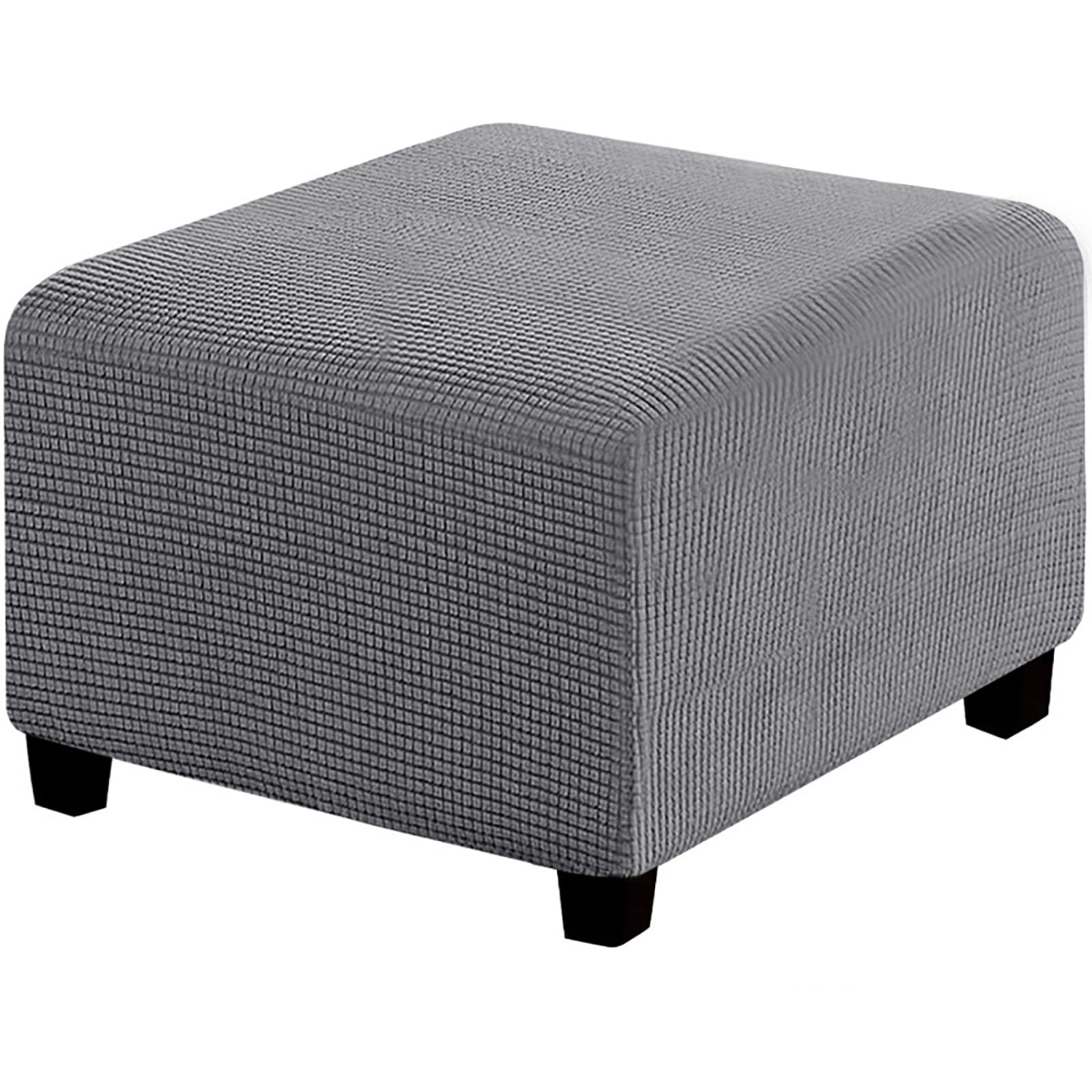 Cuadradas Funda Otomana Protector de Puff Funda Protectora Rectángulo Fundas de Reposapiés Sofá para Taburete Otomanas Muebles de Reposapiés con Parte Inferior Elástica (Gris)