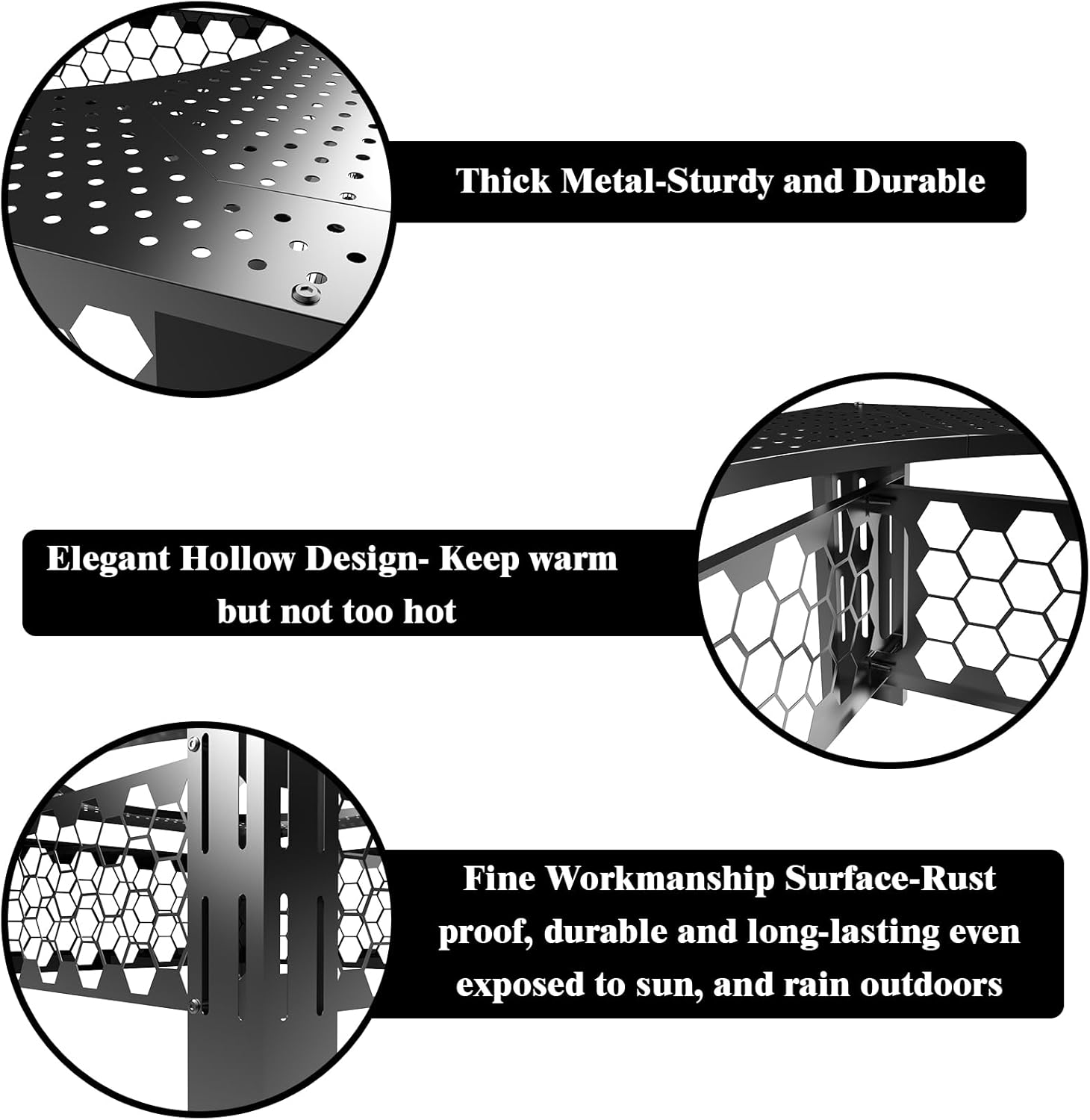 Fire Pit Surround Tabletop Use for Solo Stove Bonfire Ranger Yukon 2.0, Adjustable Surround Tabletop for Solo Stove Mesa with UV-Resistant Outdoor Fabric, Metal Black for Indoor Outdoor Use