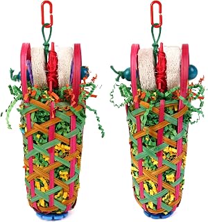Kyouki 2-Pack Parakeet Chewing Toys - Natural Foraging Basket for Cockatoos, Conures, Lovebirds & Small Medium Parrots