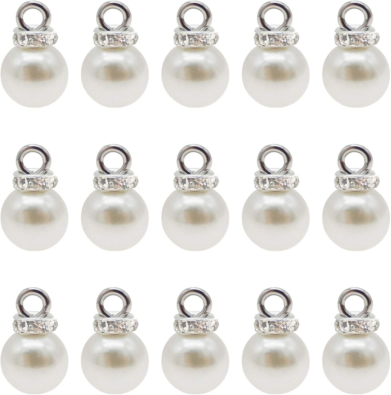 JJGQAZ 100pcs 8mm White Imitation Pearl Charms Pendants Faux Pearl Beads Charms with Rhinestone for Dangle Earrings Necklace Jewelry Making : Arts, Crafts & Sewing