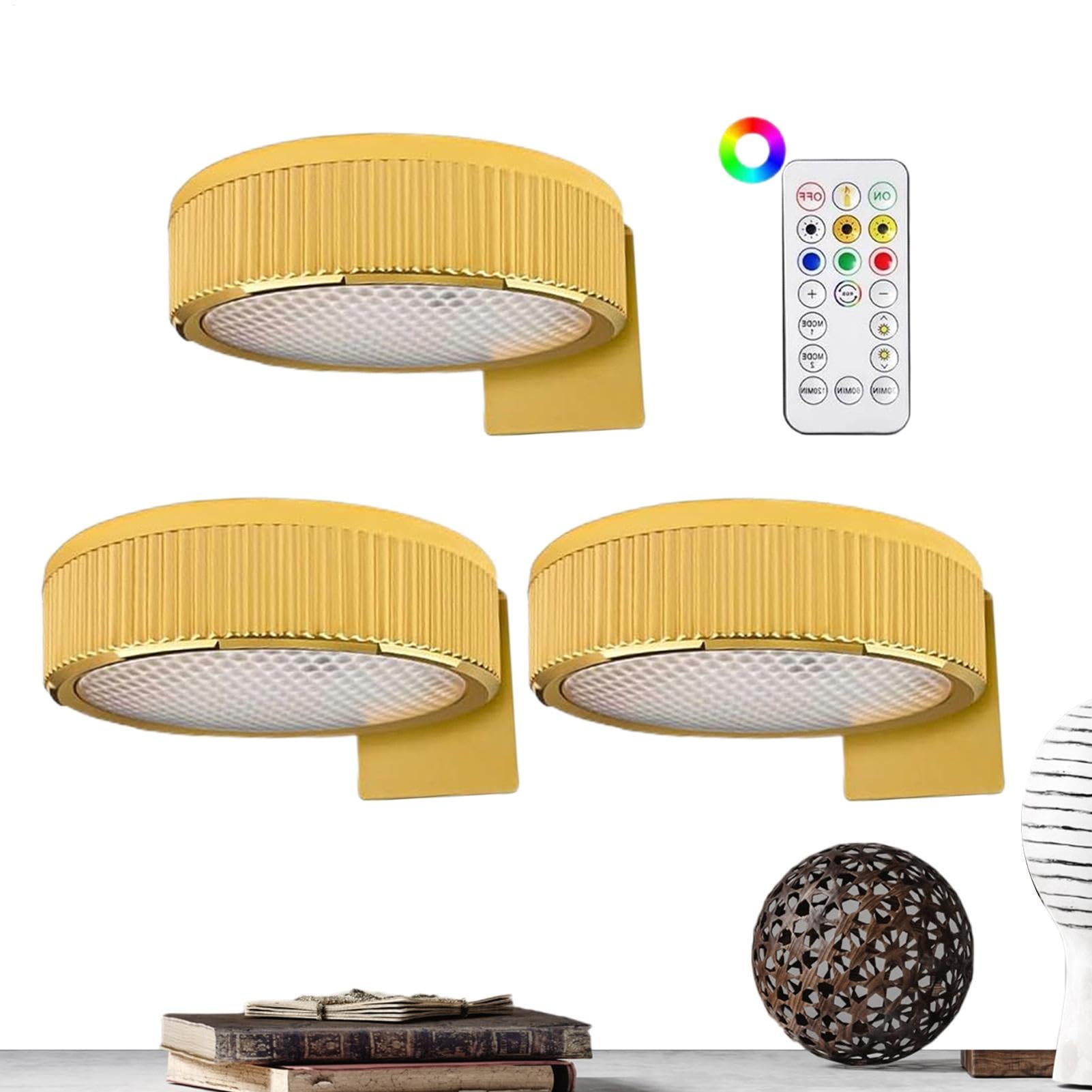 Generico 3 Pacchi Luci da parete a batteria, Faretto per Quadri LED, Luci Magnetiche Senza Fili, 24 Colori Dimmeble Lampada di Artistica con Telecomando e Timer, Lampada da Muro per Lettura, a Disco