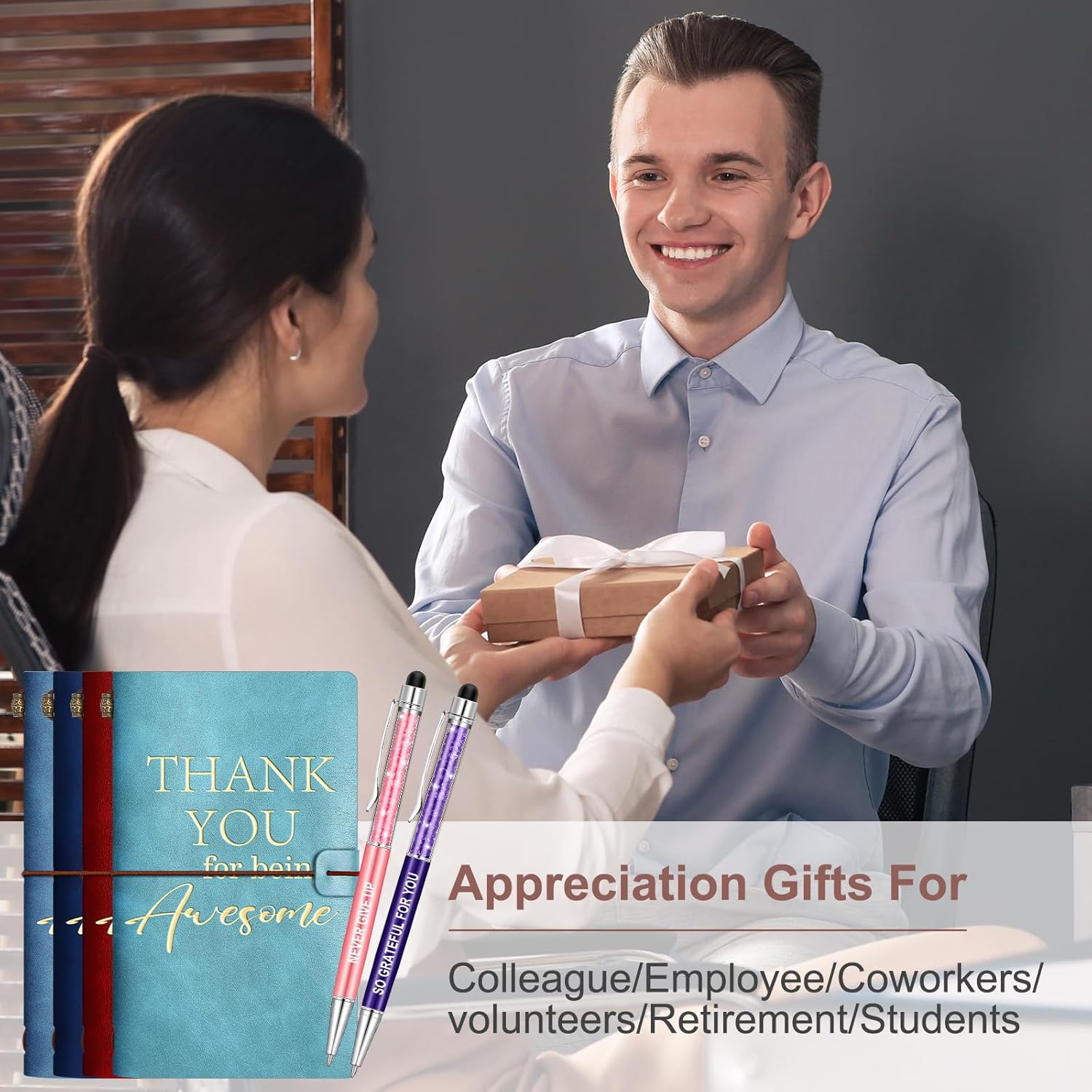 Booson 20 Pcs Employee Appreciation Gifts Inspirational Leather Notebooks Encouragement Stylus Ballpoint Pens Motivational Journals Thank You Gifts for Coworker Teacher Nurse Women Men (Thank You) - Image 6