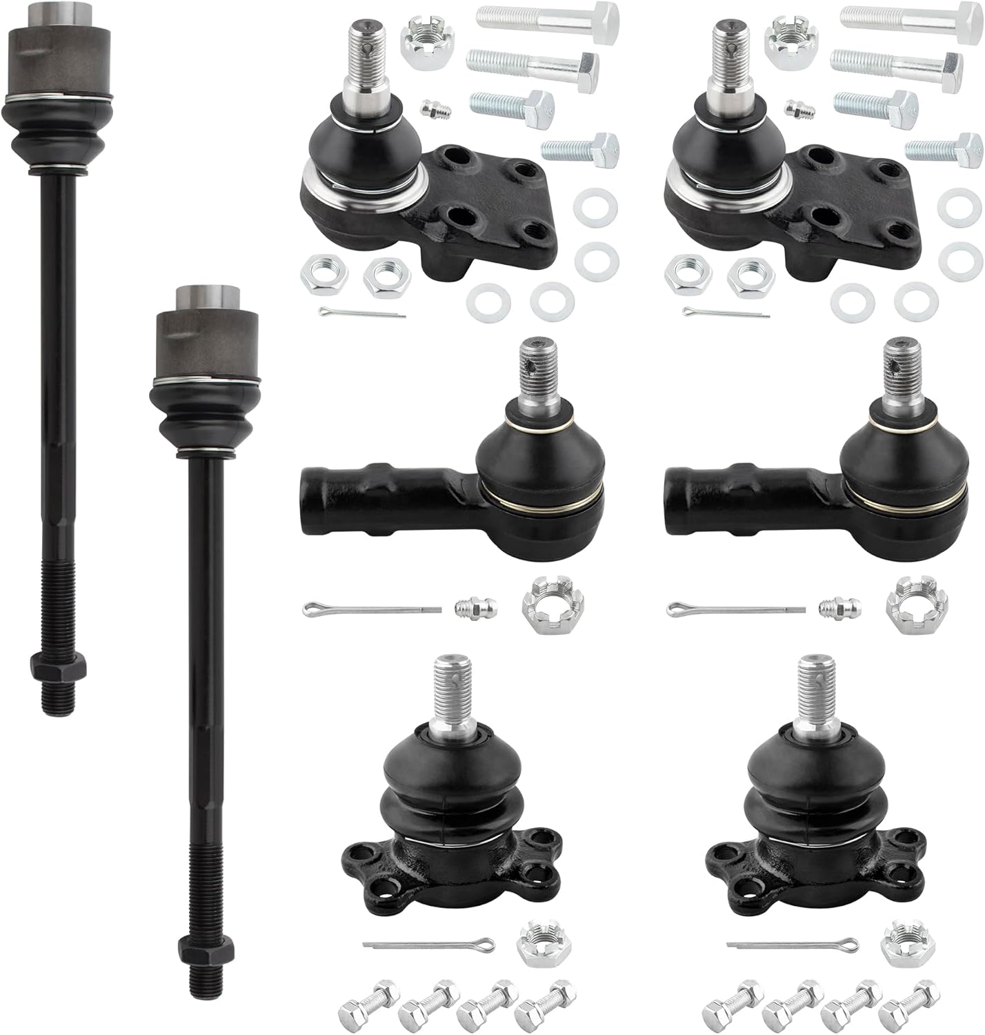 BOXI (Set of 8) Front Upper & Lower Ball Joints Inner & Outer Tie Rod Ends Fit for Chevrolet LUV 1981 1982 / for Isuzu Pickup 1981 1982 1983 1984 1985 1986 1987 2WD | Replace ES2144 ES2313 K9551 K9042