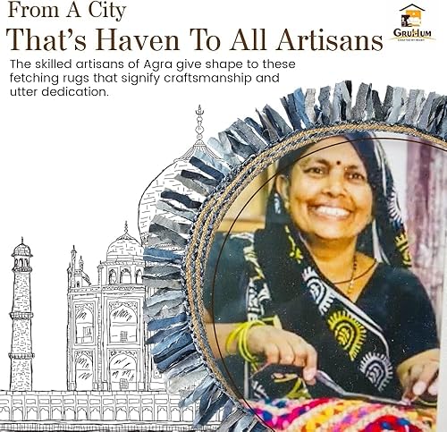 Miniatura 8 de GRUHUM Alfombra redonda de yute de 5 pies, de fibra natural, con flecos de algodón, hecha a mano, estilo bohemio, rústico, suave, trenzado, rústico,