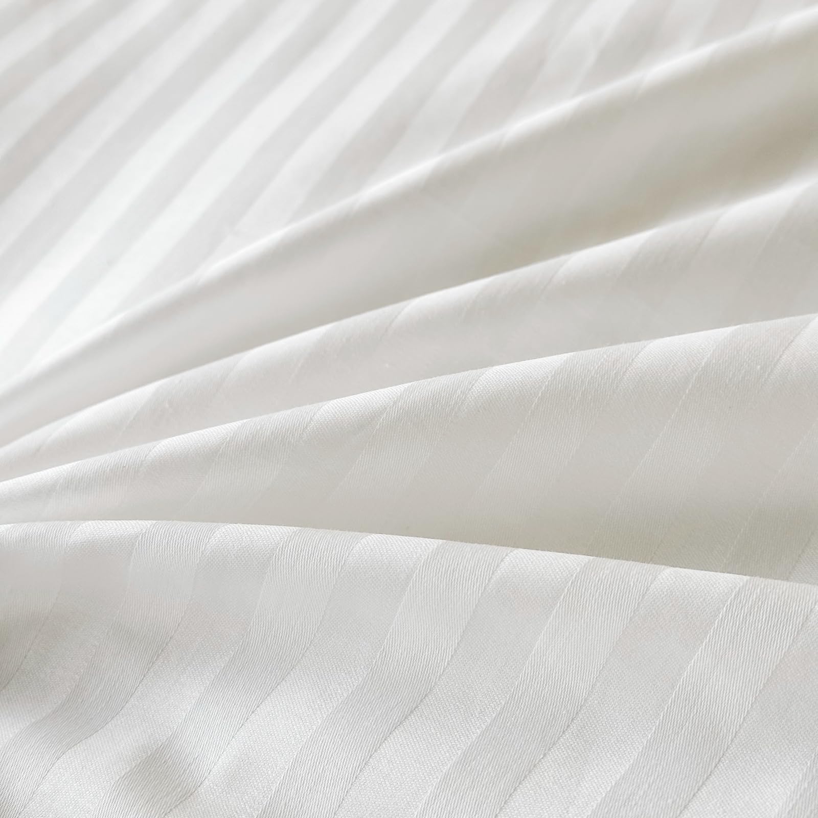 Hotel Bettwäsche 200x200 Baumwolle Weiß 3teilig Set Mako Satin Damast Streifen mit Reißverschluss 100% Baumwolle Ganzjährig Luxus Hotelqualität