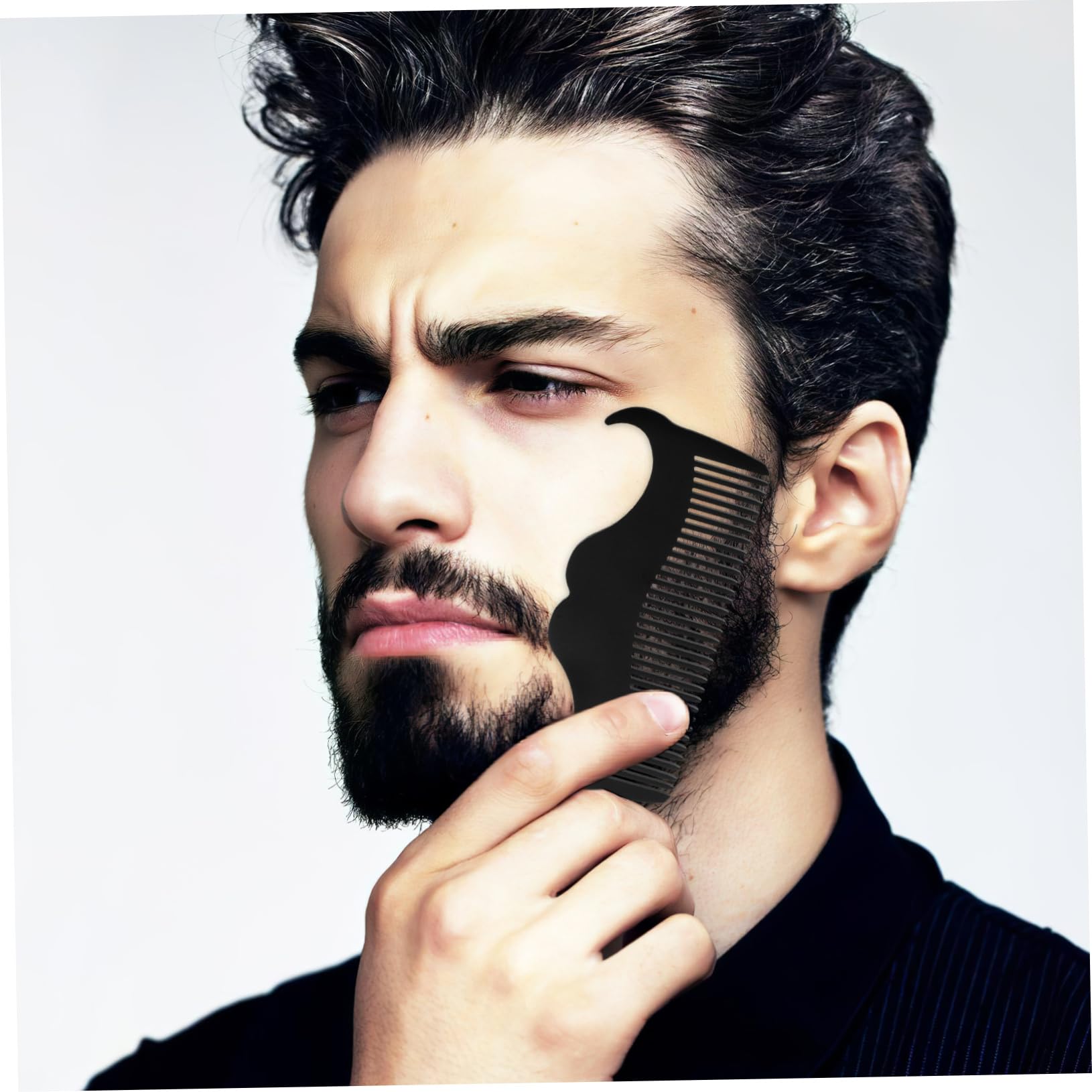 HAPINARY Beard Shaping Tool Barber Brushes for Men Beard Styling Comb Stainless Steel