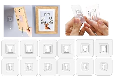 Eopzo Self Adhesive (Male/Female) Wall Hooks 10KG (Max) Magic Transparent Sticker Hooks for Hanging Mobile Case Spike Guards Toilet Brush Photo Frames Bathroom/Kitchen Accessories - Pack of (20)