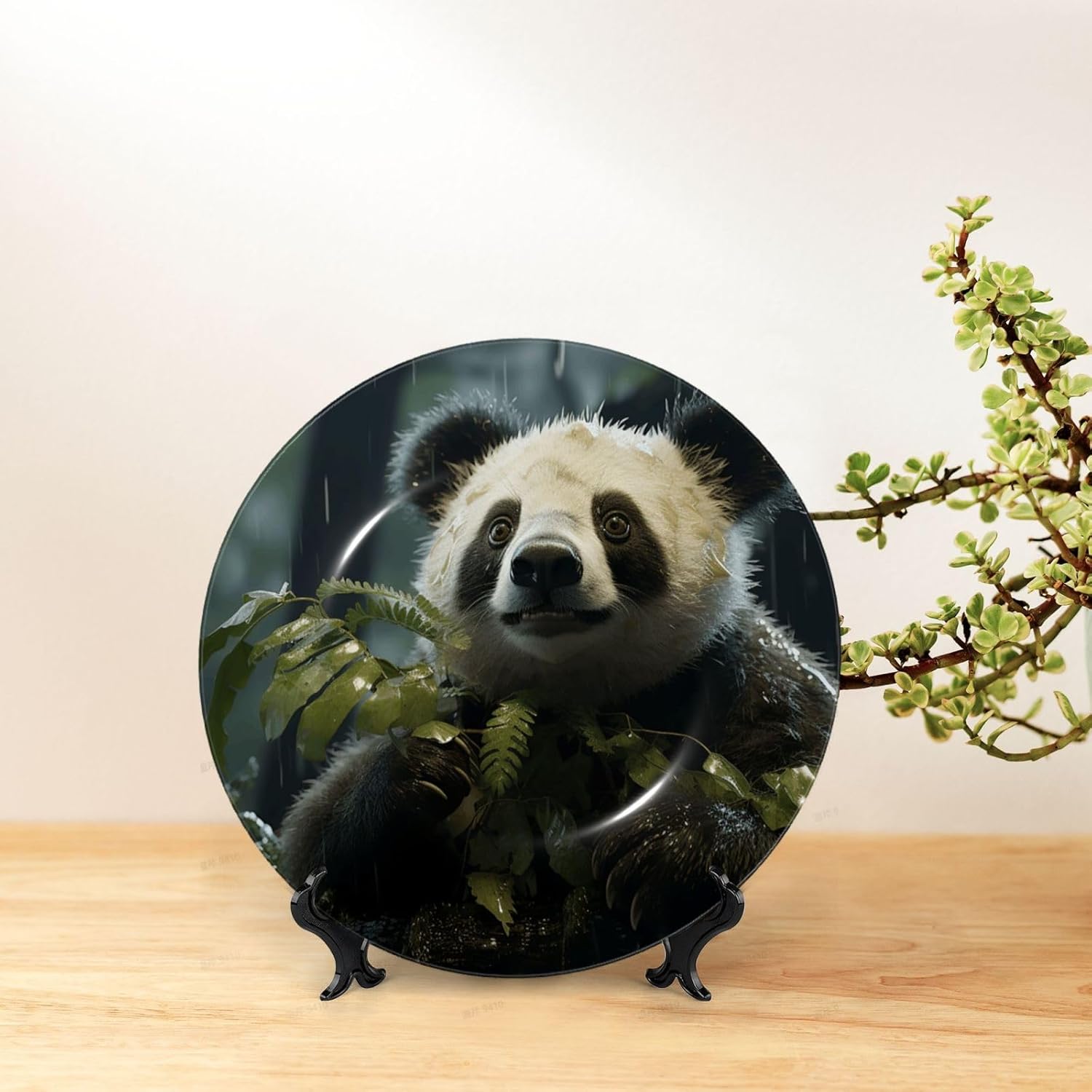 Decorative Plate Art Crafts Bone China Decorative Plate with Display Rack Souvenir Wall Decor Ceramic Ornaments Dinner Plates Ceramic Decoratives Plates for Home Office 10in