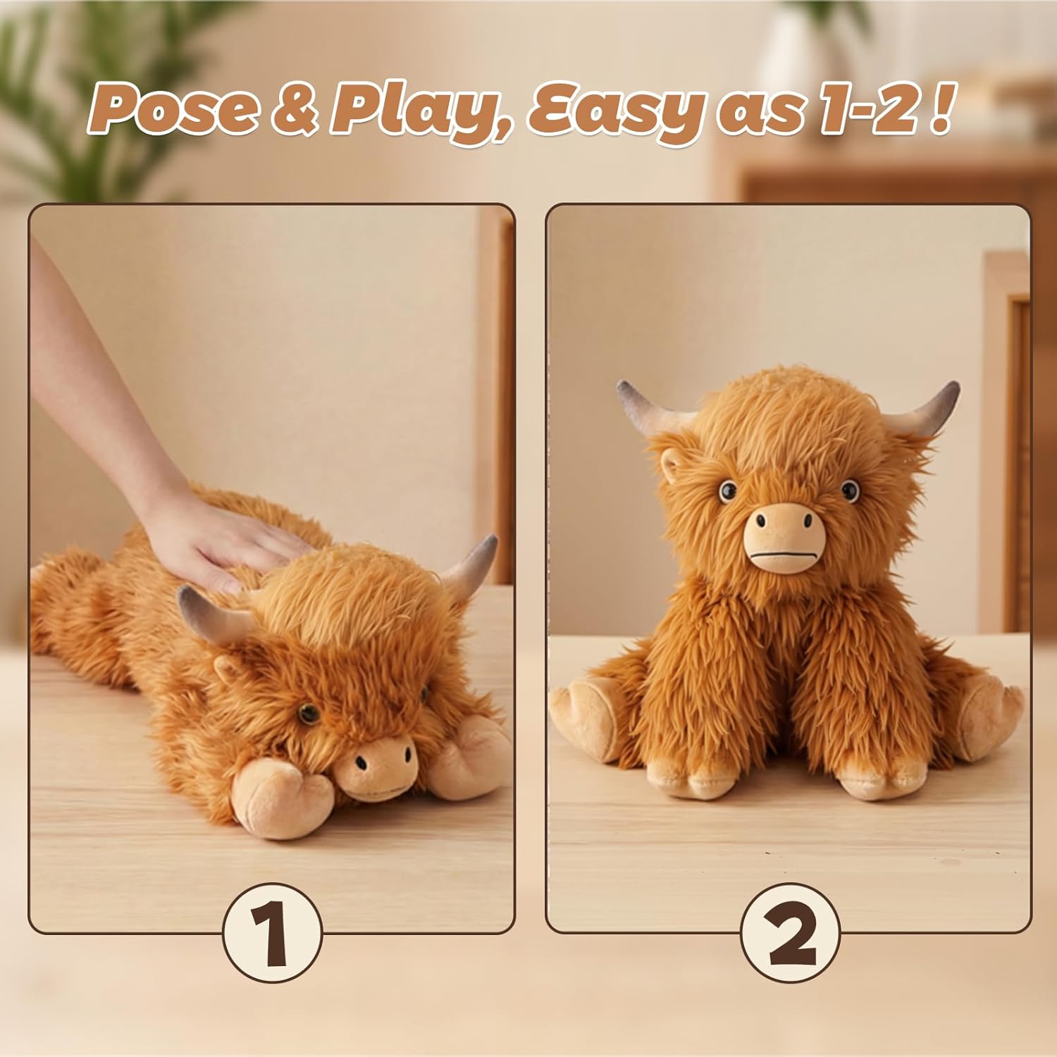 Coolable & Microwavable Highland Cow Stuffed Animal, Sitting & Laying Weighted Stuffed Animals Plush for Kids, Women, Girls, Lavender Scent Highland Cow Gifts, Heated Plush for Period Cramp