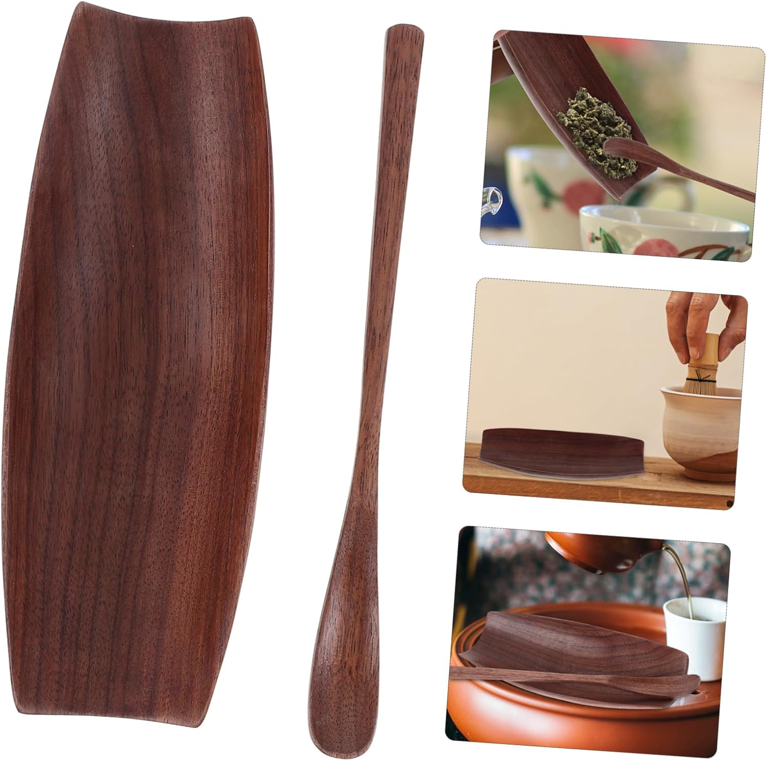 1set Wooden Tea Utensil Tools Chinese Gongfu Tea Scoop Dispenser Black Walnut Zen Accessories for Loose Leaf Preparation Easy to Clean Use