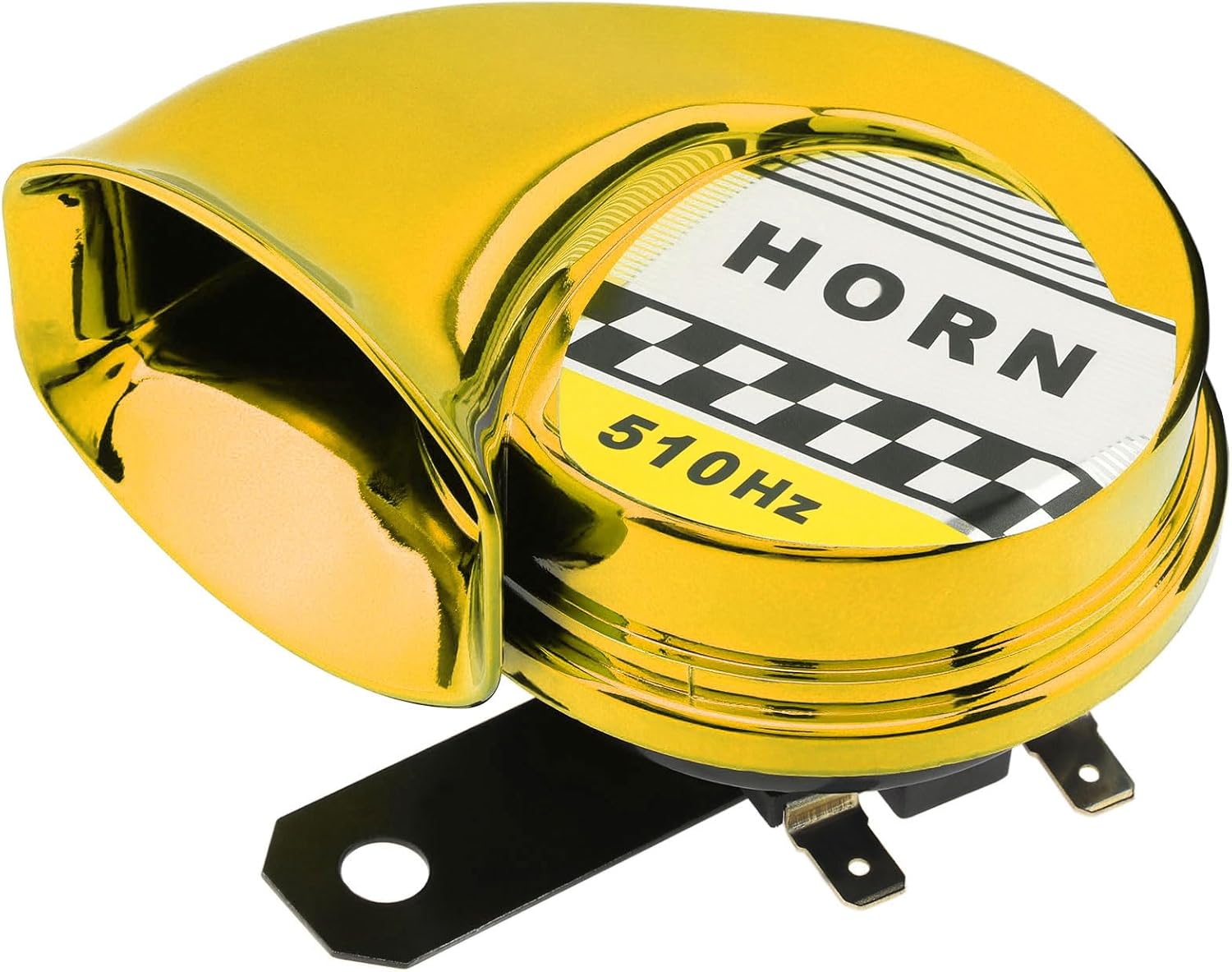 Windance Universal High Tone Snail Air Horn,130DB 510HZ Waterproof Loud Electric Horn for Any 12V Vehicles Motorcycle Scooter Boat Trucks (Yellow)