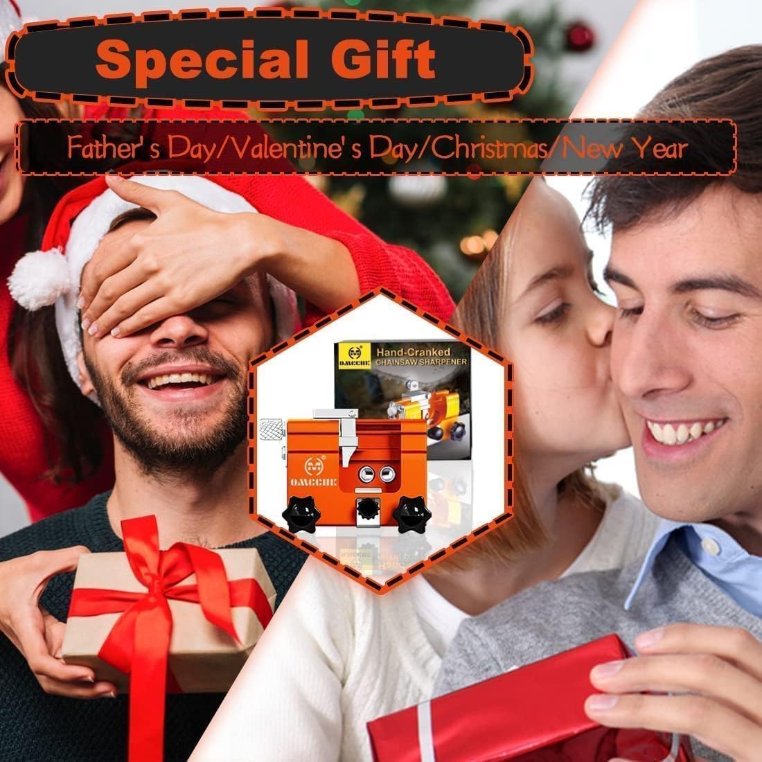 Chain Saw Sharpener Tool Kit, Portable Chain Saw Sharpener Tool has 5 PCS Rods, Manual Chainsaw Blade Sharpene, Chainsaw Sharpening Jig Hand Crank for 4"-22"