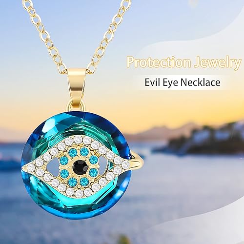 Miniatura 3 de Collar contra el mal de ojo, collar con dije de mal de ojo con círculo de cristal como collar de joyería de mal de ojo, collar de buena suerte, dije
