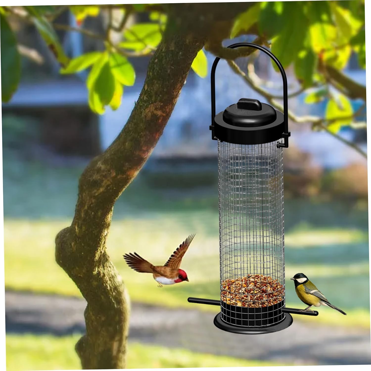 Bird Feeders Iron Wire Hanging Bird Feeder with Steel Hooks Hangers Outdoor Portable Sturdy Hanging Mesh Feeding Stations for Wild Birds, Garden Accessories. image 2