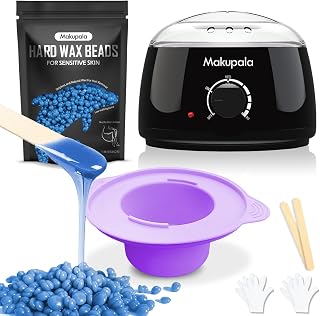 Wax Warmer for Hair Removal, Professional Wax Machine at Home, Brazilian Waxing Heater, Bikini Waxing Melt Kit with 500ml Silicone Pot & 0.6lb Scented Hard Wax Beads for Sensitive Skin, Face, Legs