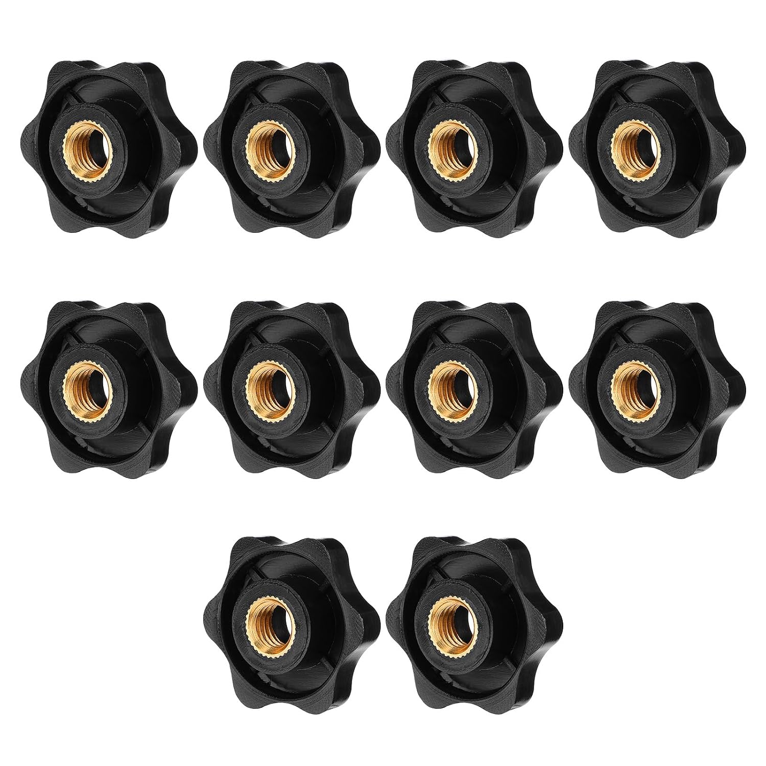 Giantree 10 Pcs Metric M8 Star Shape Knurled Clamping Nuts, Black Plastic Screw-On Handle Clamping Knob Grip Assortment for Machinery Equipment Latche