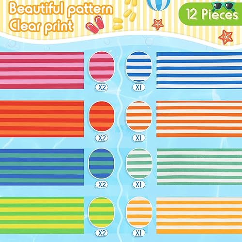 Miniatura 3 de Paquete de 12 bandas de toalla para sillas de playa, clips de toalla para sillas de piscina con bolsa de almacenamiento, correa de toalla elástica