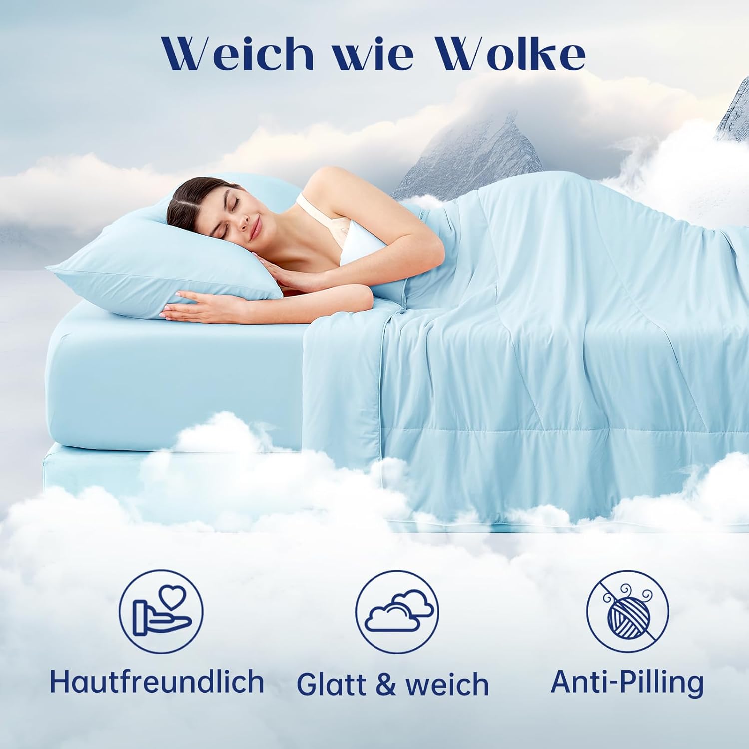 Dream Valley® Outlast® Deepsleep Cooling Comforter, Full/Queen Size, NASA-Grade Space Technology Cooling Blanket for Hot Sleepers Night Sweats, Q-Max > 0.45 Aerocool™ Breathable, Ice Blue, 90"x90" - Image 3