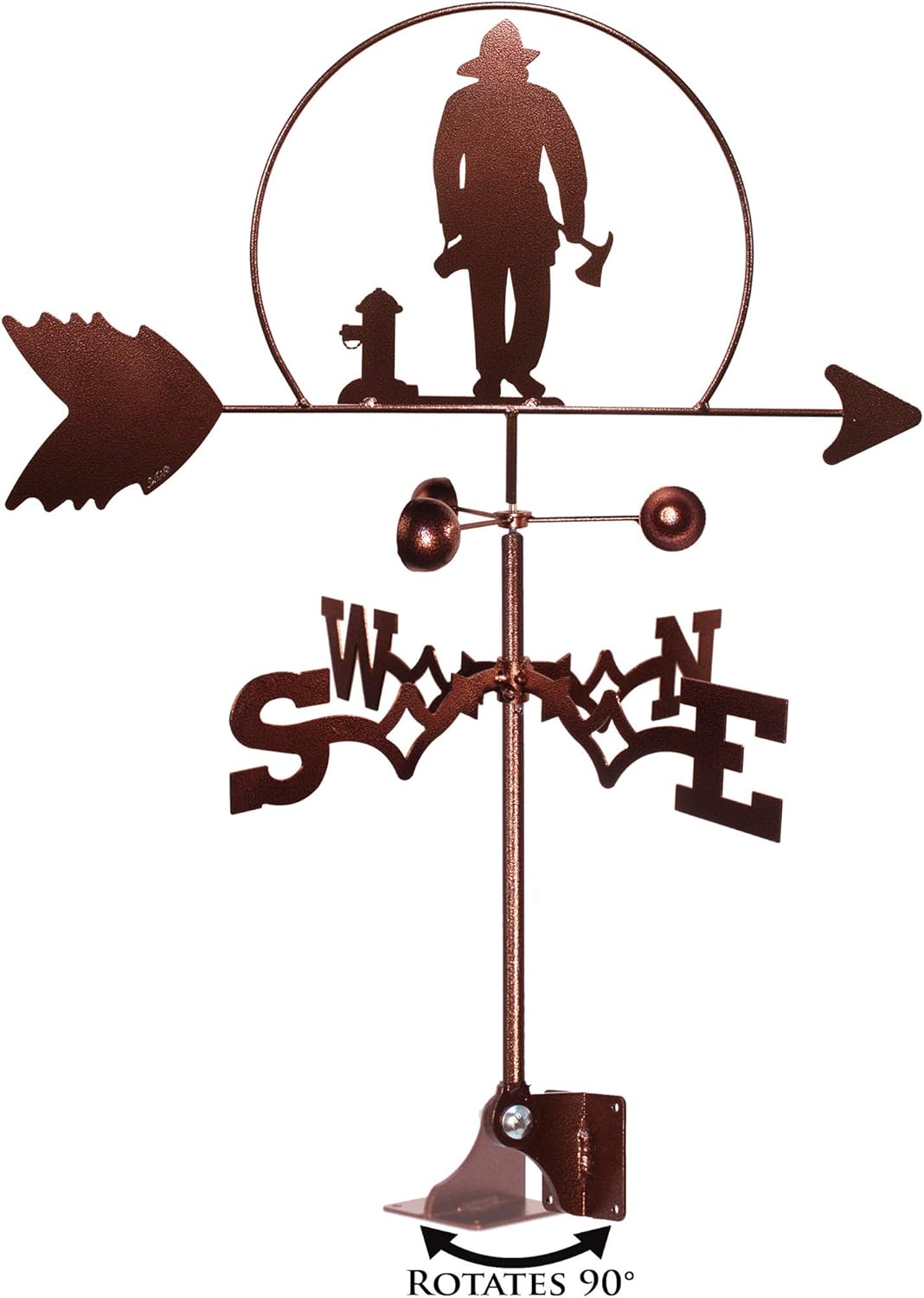 SWEN Products Fireman FIRE Fighter Weathervane (Adjustable Mount Included)