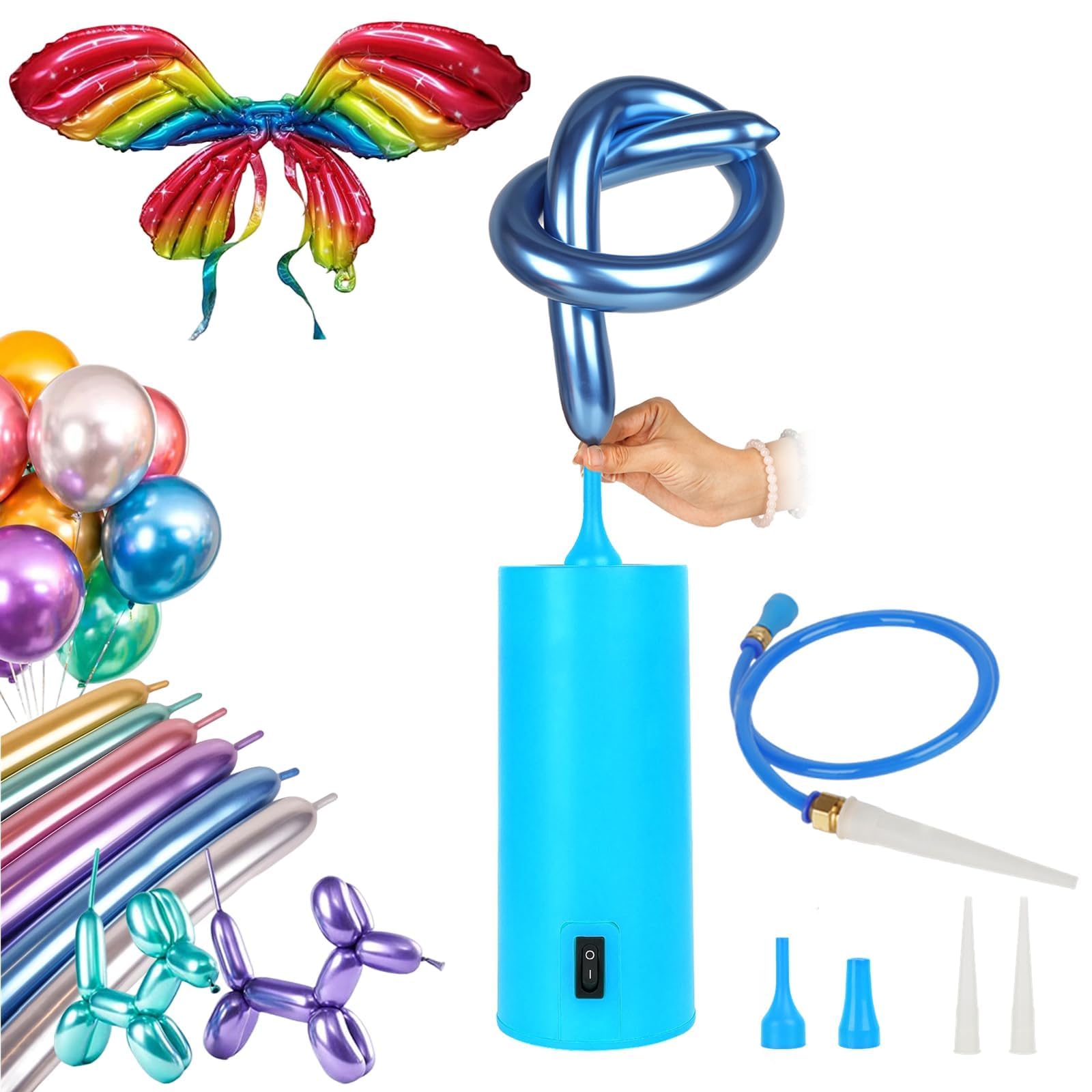 260 Balloon Pump Electric-Portable Air Pump for Twisting Long Animal Twisty Curly Balloon, Foil Balloons, Inflador De Globos for Party, Kids' Party