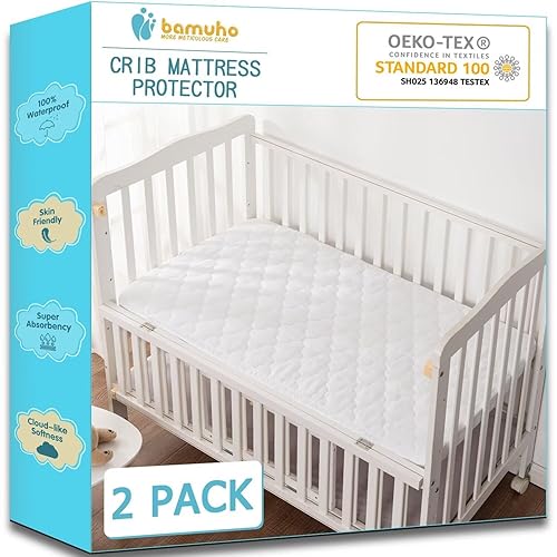 Miniatura 8 de Protector de colchón impermeable de algodón para cuna, funda de colchón de bebé para colchón estándar de cuna, transpirable, sin ruido y agradable a