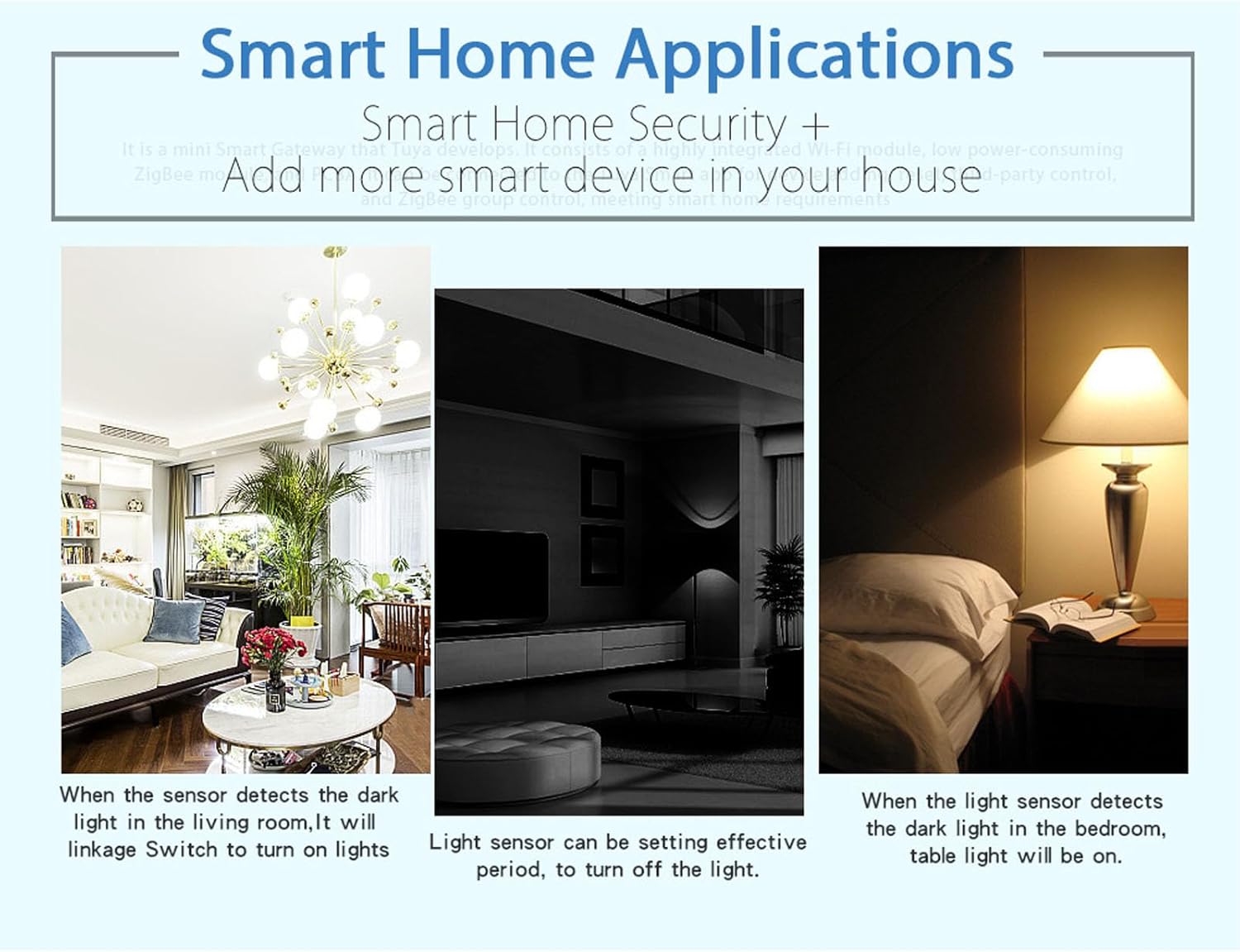 Sonew Smart Light Sensor, Brightness Detector, Smart Automatic Adjustment, Connection Brightness Sensor, for Tuya, for Living Room Bedroom (for Zigbee Type)