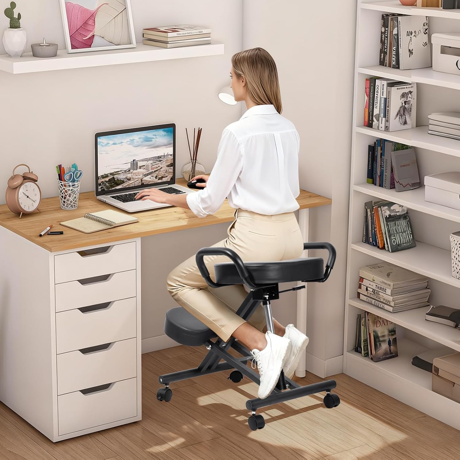Kneeling Chair, Ergonomic Kneeling Chair, kneelings Office Chairs with Adjustable Height and Lumbar Support for Banking Meeting Room Office Home Reception,Improve Postures,
