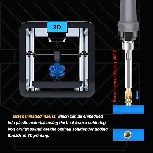 Miniatura 23 de Kadrick Kit surtido de 420 piezas de insertos roscados M3 M4 M5 para componentes de impresión 3D, tuercas moleteadas de latón métrico, inserción por