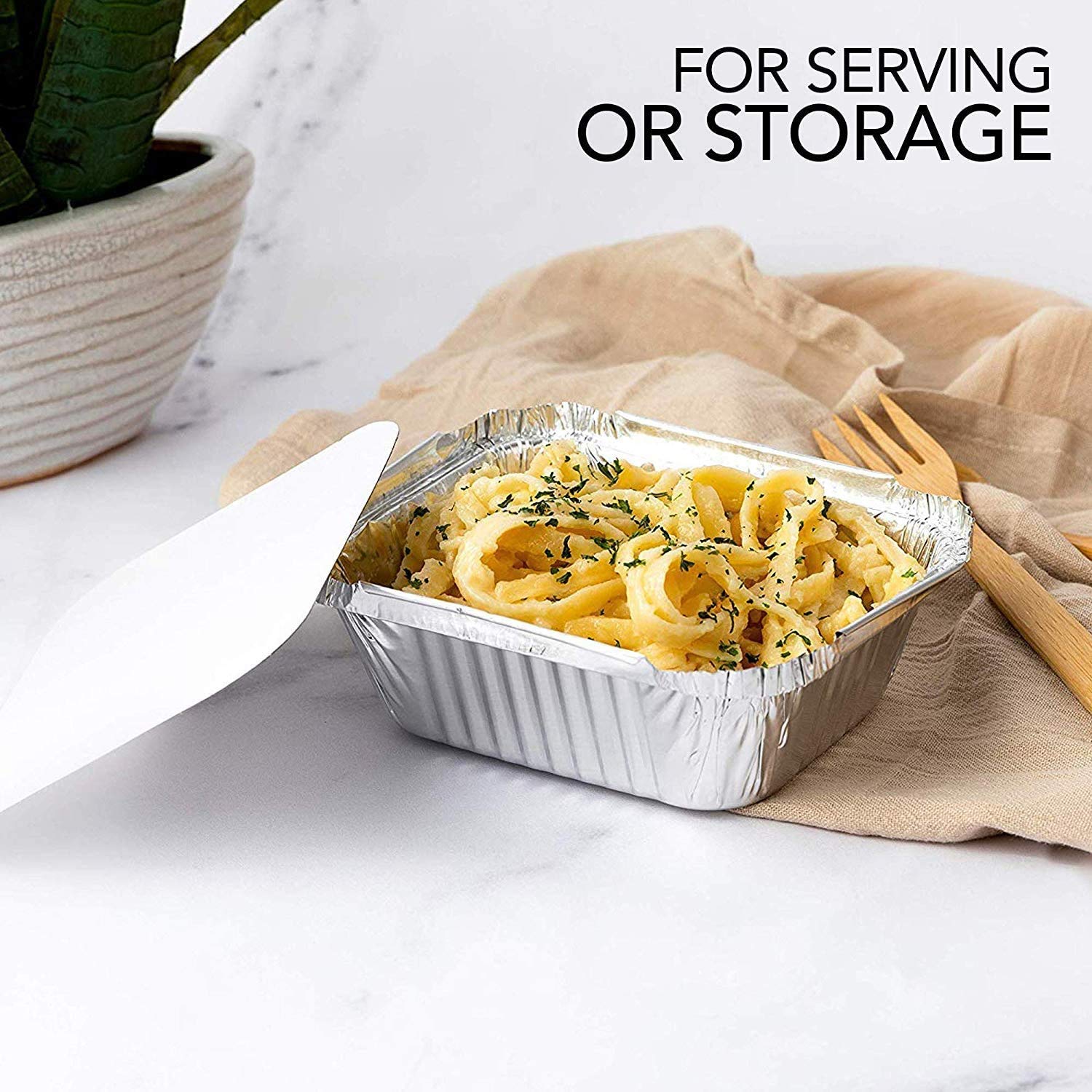 [50 Pack] 1 Lb Aluminum Foil Pans with Board Lids, 5.5" x 4.5" Takeout Containers Recyclable Food Storage - Tin Foil Pans Great for Cooking, Baking, Heating, Prepping Food : Home & Kitchen