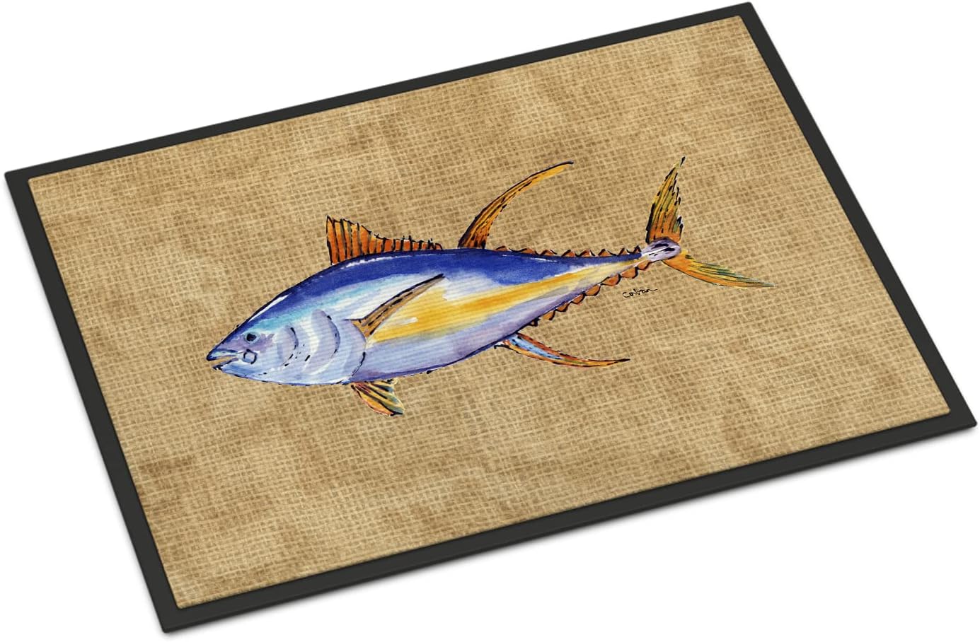 Caroline's Treasures 8817JMAT Tuna Fish Doormat 24x36 Front Door Mat Indoor Outdoor Rugs for Entryway, Non Slip Washable Low Pile, 24H X 36W