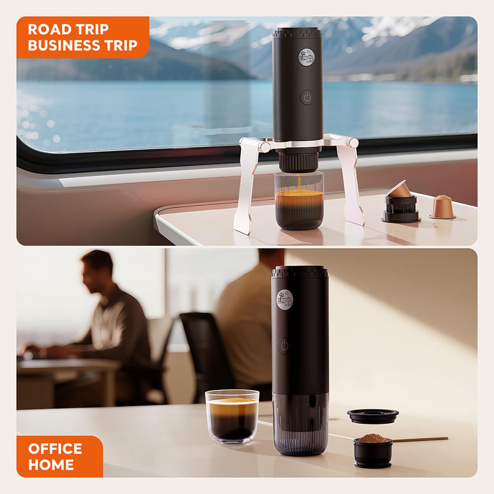 Cafetera portátil de capacidad de 100 ml, modos de preparación ajustables, diseño de viaje pequeño para bebidas, máquinas de espresso portátiles