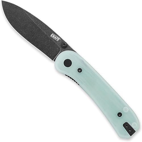 Knafs - Lander 1 Navaja de bolsillo plegable con clip - EDC para hombres, mujeres, todo el mundo - Hoja de lavado a la piedra negra - Mango natural