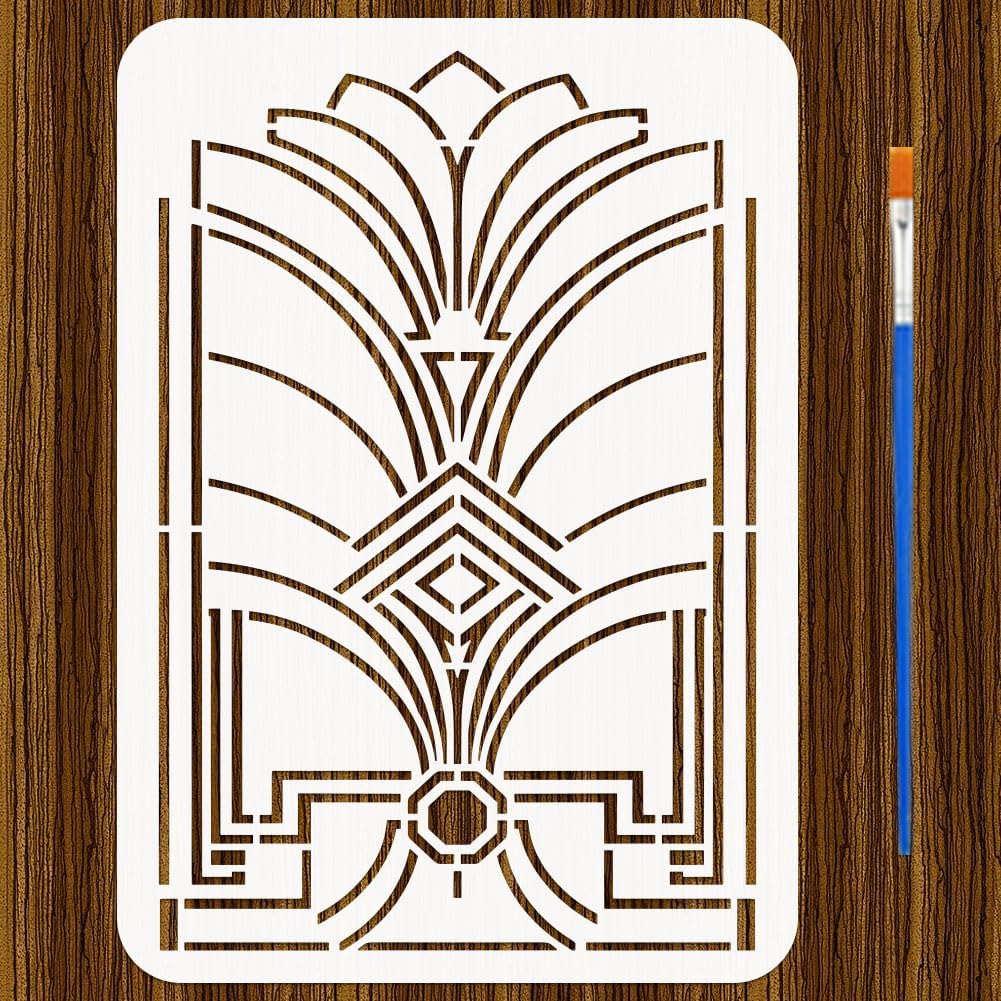 FINGERINSPIRE Kitchen Tableware Stencils with a Brush 11.7x8.3Inch Knives Painting Stencils Forks Stencil Spoons Stencil Bay Leaves Template Kitchen Themes PET Template for Wood Floor Tile Wall DIY