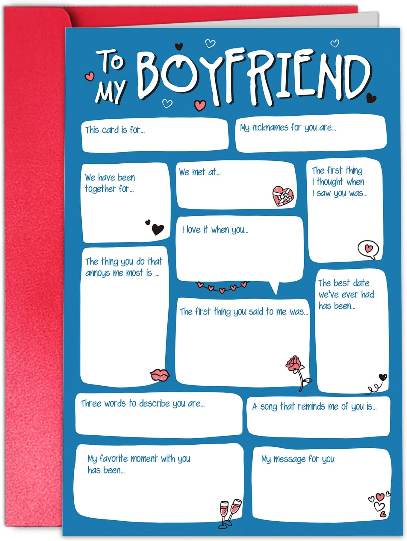 TQDaikerBoyfriend Valentines Day Card from Girlfriend, Romantic Anniversary Card, Funny Thoughtful First Anniversary Memory Lane, First Date Night Love You