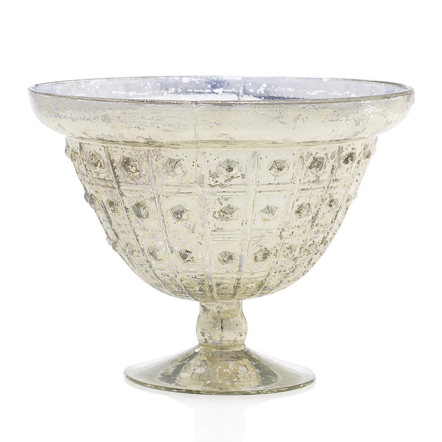 Afloral Mercury Glass Compote Bowl in Silver - 6.25