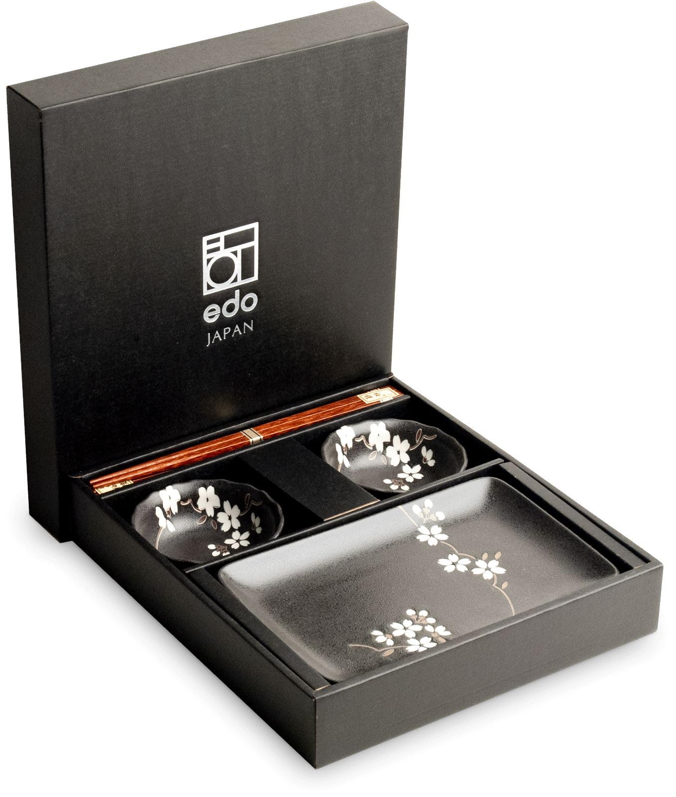 Kuroji - Set de sushi de porcelana (fabricado en Japón), color negro