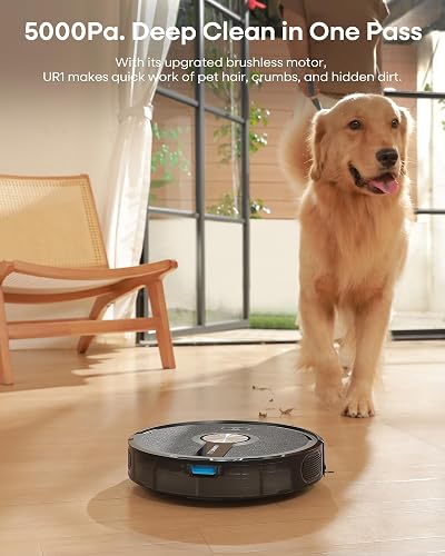 uninell UR1 Robot Vacuum Cleaner with Mop, Robotic Vacuum with 5000Pa Super Suction, 180min, Ultra Slim with Auto Carpet Boost, APP Remote Voice Control, Ideal for Carpets Hard Floors Pet Hair - 2