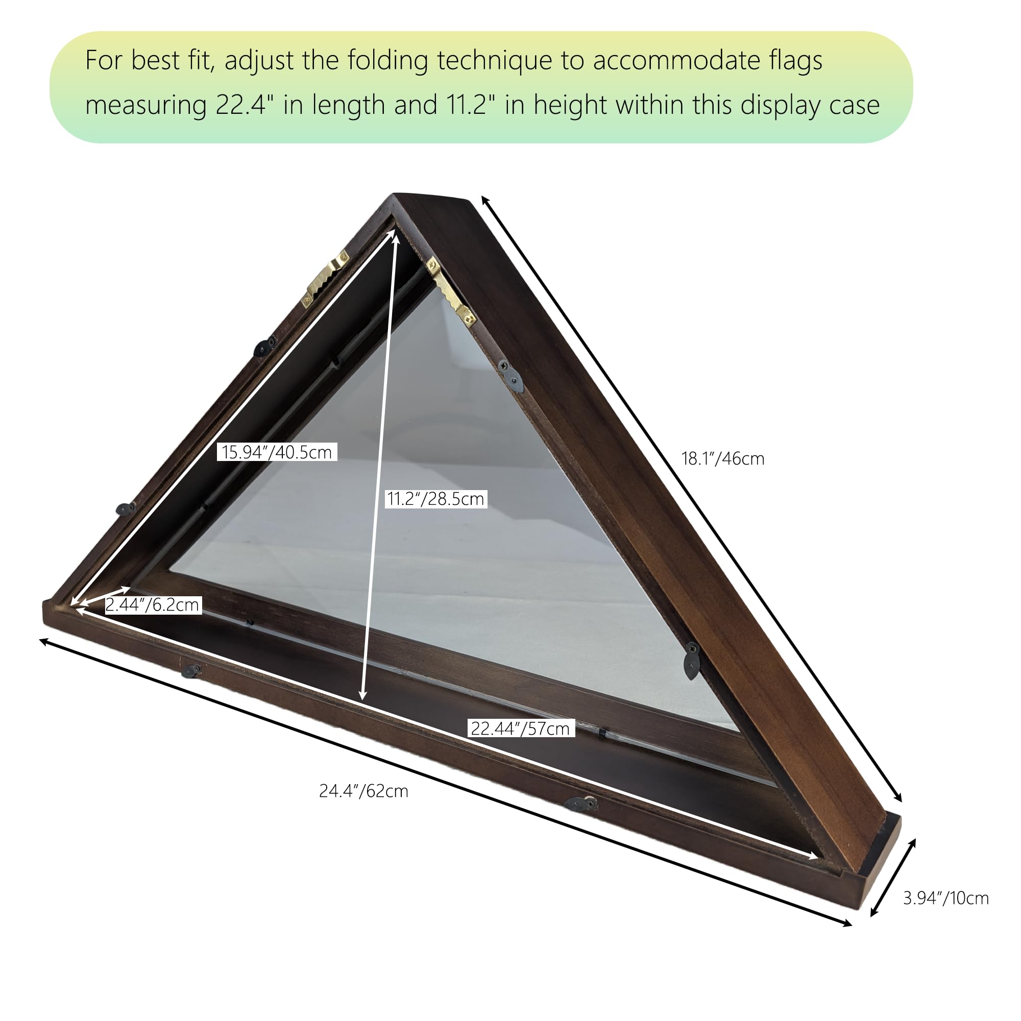 Premium Flag Display Case For Burial Flag - Solid Wood, Glass Front, Wall Mount, Holds 5x9.5 Ft Veteran Flag