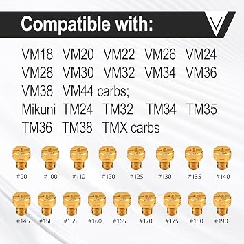 30 Pcs Main Jet and Pilot Slow Jet Kit Fits for VM18 VM20 VM22 VM26 VM24 VM28 VM30 VM32 VM34 VM36 VM38 VM44 Carbs