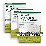 terrasil Antifungal Soap with Clotrimazole| Men & Women| Relieves Yeast Infection, Ringworm, Jock Itch & Athletes Foot Symptoms| Natural, Dermatologist Tested & Hypoallergenic Soap (3-Pack, 75g Each)