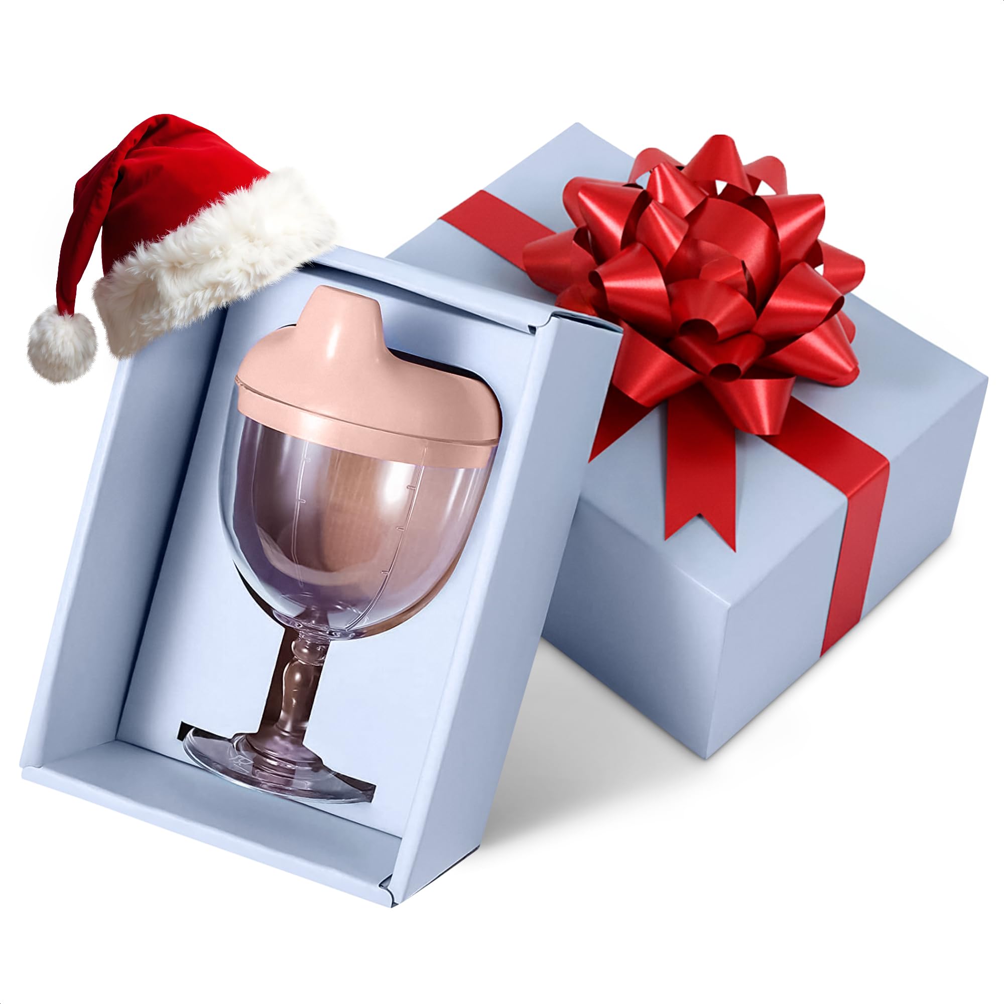Christmas Baby Wine Sippy Cup for Toddlers β Spill-Proof Goblet 5 oz with Lid, Fun Stemware Design, Easy-Grip Pretend Baby Wine Glass Sippy Cup for Toddler Parties, Playtime, Everyday Drinks and Gifts